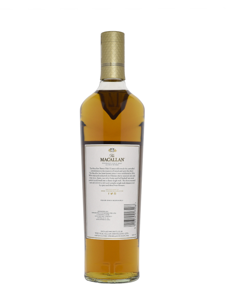 Macallan  12 Year Old Sherry Oak Single Malt 700ml w/box - 3bots