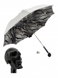 葩莎帝雨伞 UMW33 骷髅头黑色伞柄 灰色渐变