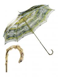Pasotti Umbrella WAW90 Snake Gold Handle Snake Print