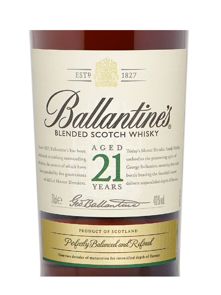 Ballantine's  21 Year Old Blended Whisky 700ml w/box - 3bots