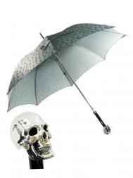 Pasotti Umbrella UAW33 Skull Handle Grey Skull Print