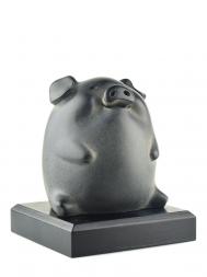 台华雕塑 丰满小猪黑色