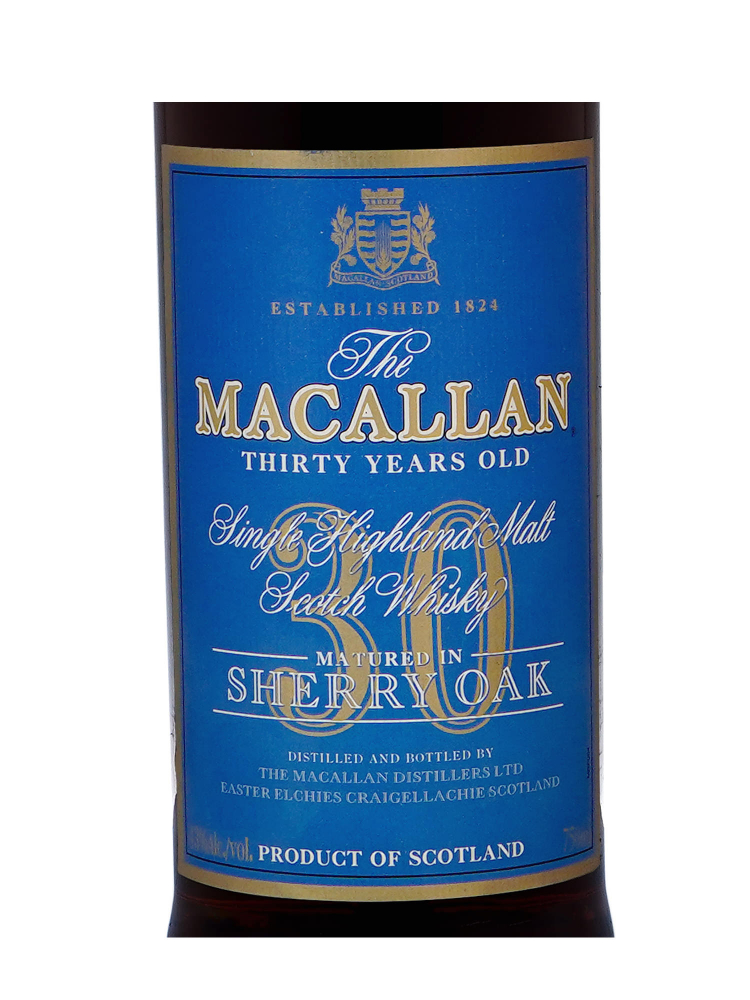 Macallan  30 Year Old Sherry Oak Blue Label Single Malt 750ml w/box