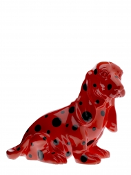 红色白色点巴吉度猎犬树脂雕塑
