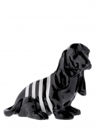Sculpture Resin Dog Basset Hound Black With White Stripe