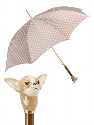 葩莎帝雨伞 WAK70PA奇瓦瓦犬头伞柄裸色伞面带有白色圆点图案