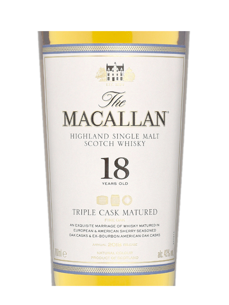 Macallan  18 Year Old Triple Cask Matured Annual Release 2018 Single Malt Whisky 700ml w/box - 3bots