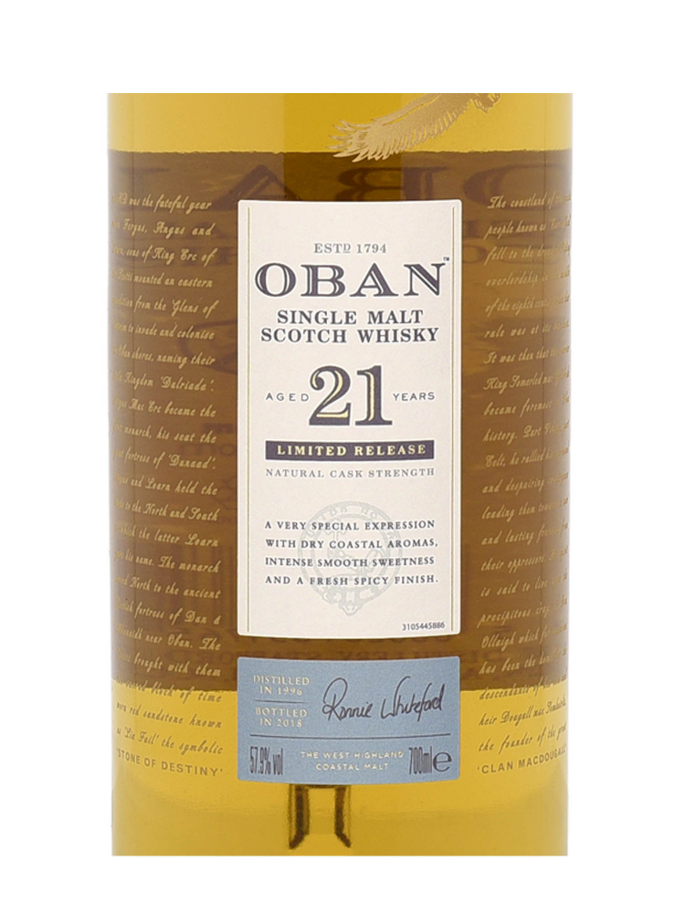 Oban 1996 21 Year Old Limited Release (Bottled 2018) Single Malt 700ml w/box - 3bots