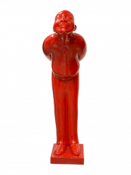 红色大型欢迎人物树脂雕塑