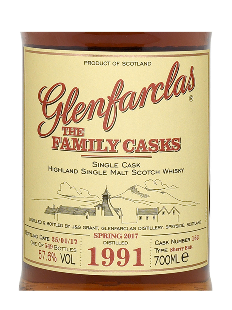 Glenfarclas Family Cask 1991 26 Year Old Cask 163 SP17 (Bottled 2017) Sherry Butt 700ml w/box