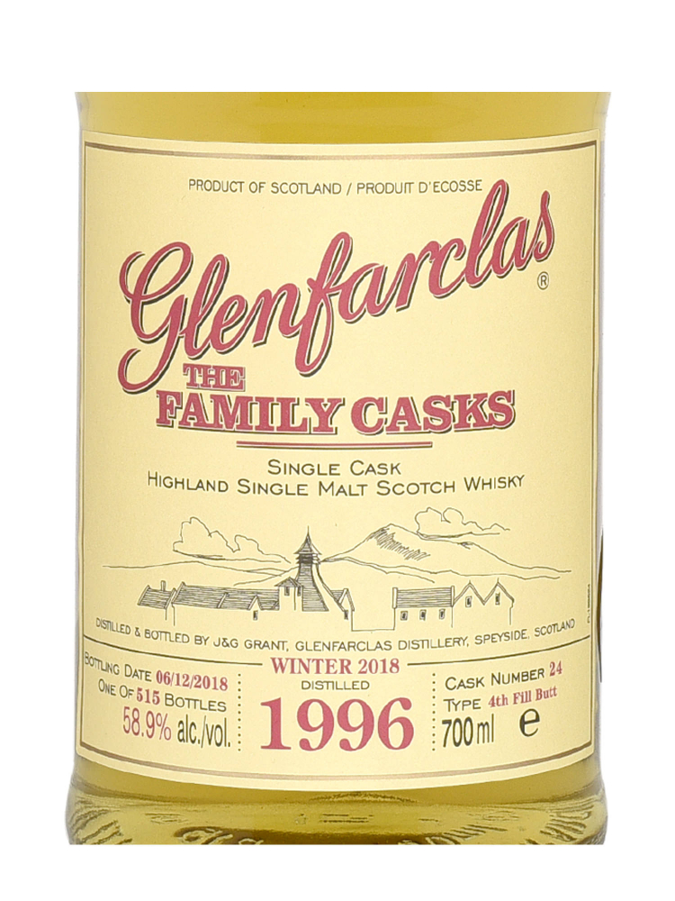 Glenfarclas Family Cask 1996 22 Yr Old Cask 24 W18 (Bottled 2018) 4th Fill Butt 700ml w/box - 3bots