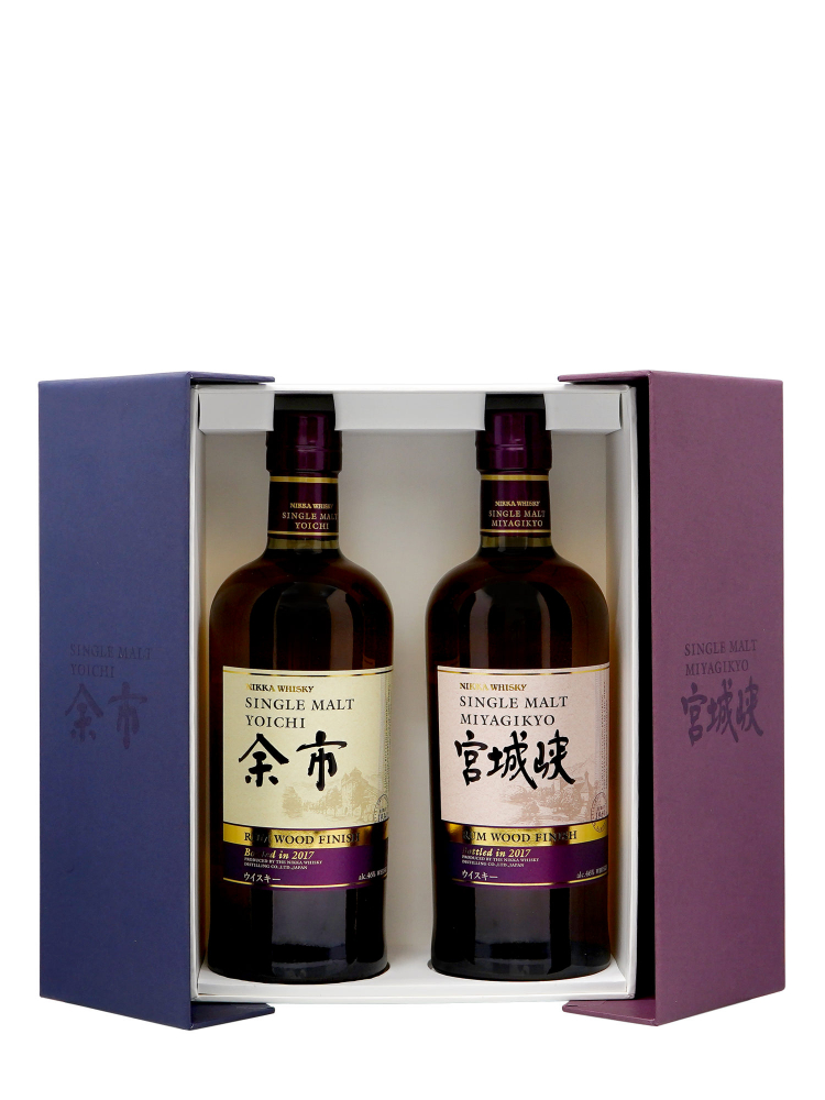 Nikka Miyagikyo & Yoichi Rum Wood Finish (Bottled 2017) Single Malt 700ml w/box (Set of 2) - 3bots