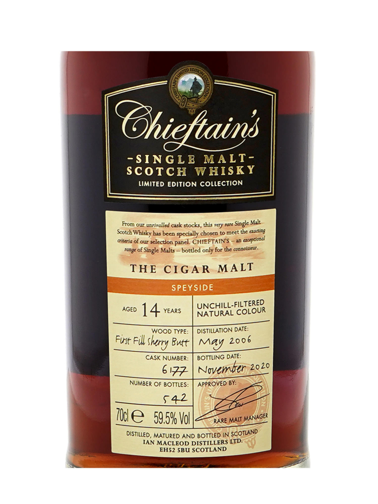 Chieftain 2006 14 Year Old Cask 6177 The Cigar Malt (Bottled 2020) Single Malt 700ml w/box