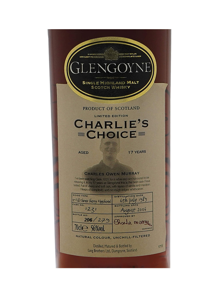 Glengoyne 1989 17 Year Old Cask 1231 Charlie's Choice (Bottled 2006) Sherry Hogshead 700ml w/box