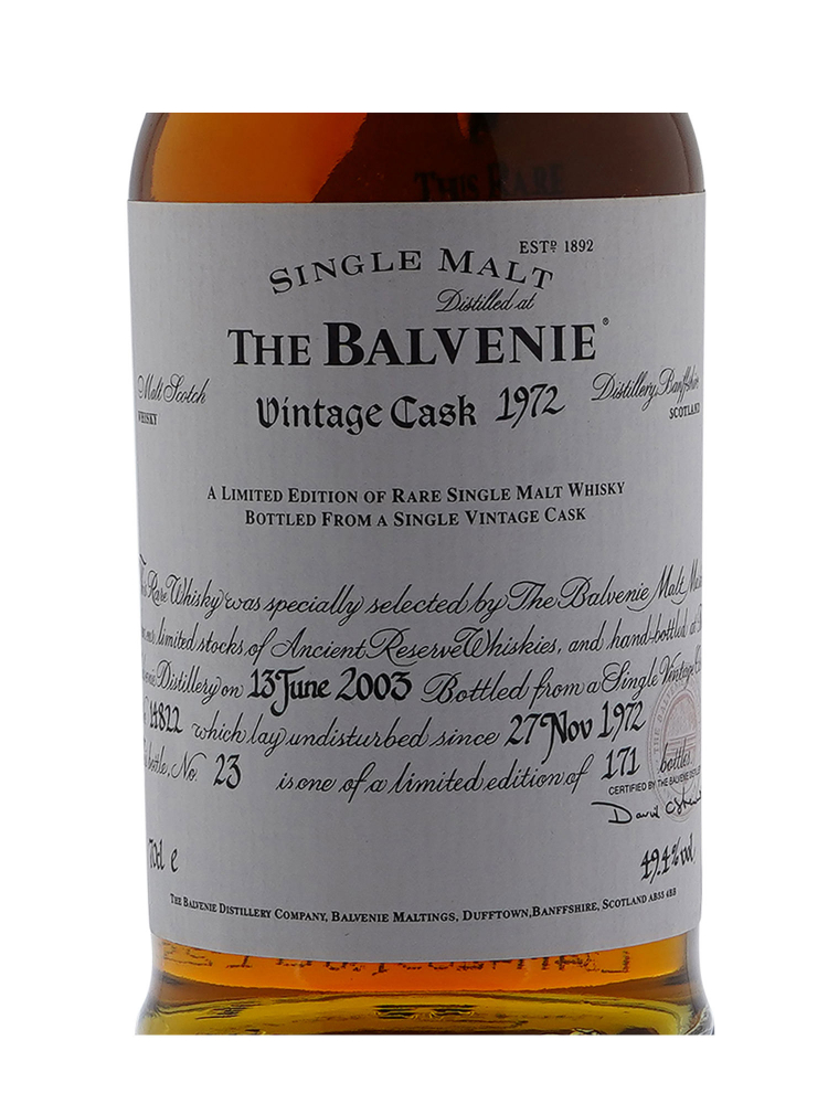 Balvenie 1972 31 Year Old Vintage Cask 14822 (Bottled 2003) Single Malt Whisky 700ml w/box