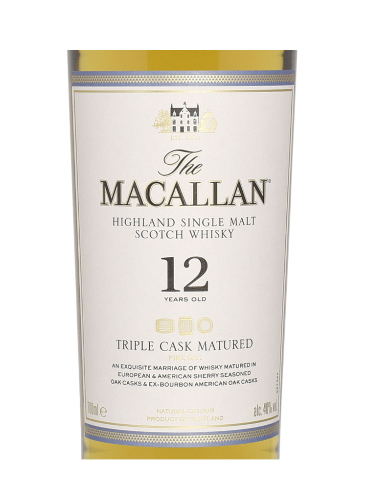 Macallan  12 Year Old Fine Oak (Triple Cask Matured) Single Malt Whisky 700ml w/box - 6bots