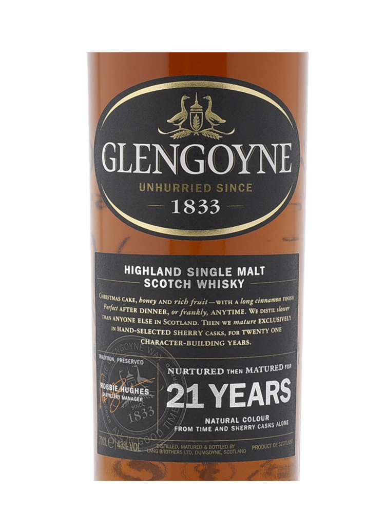 Glengoyne  21 Year Old Single Malt Whisky 700ml w/box - 3bots