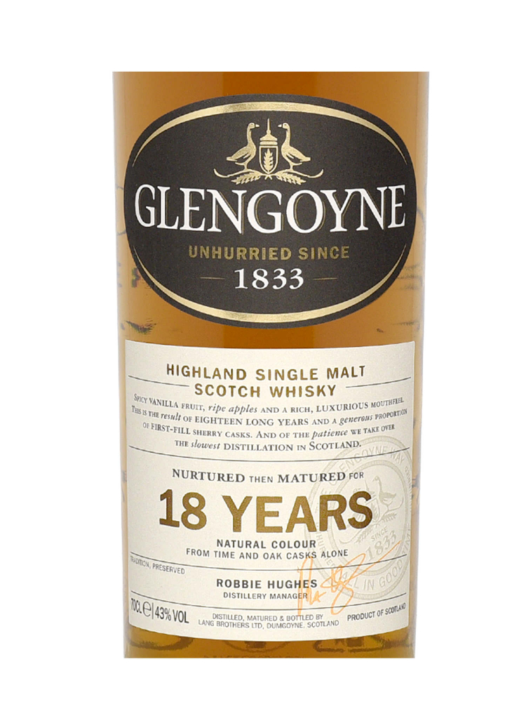 Glengoyne  18 Year Old Single Malt Whisky 700ml w/cylinder - 3bots