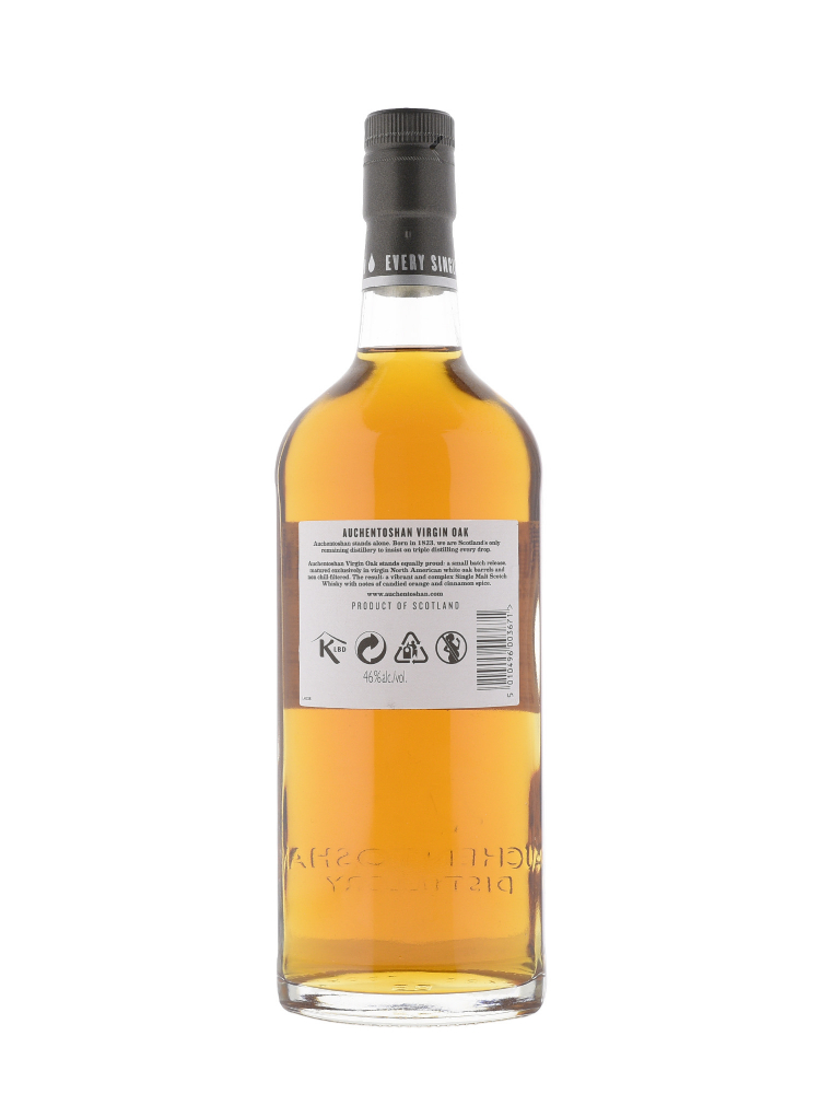 Auchentoshan Virgin Oak Single Malt Whisky 700ml w/2 whisky glasses and ice ball mould