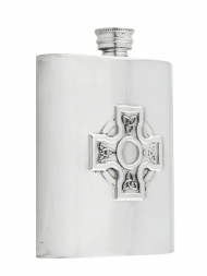 Pinder Hip Flask 291FL Handmade Sheffield Celtic Cross 6oz